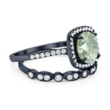 Two Piece Round Natural Stone Bridal Ring