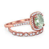 Two Piece Round Natural Stone Bridal Ring
