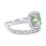 Two Piece Round Natural Stone Bridal Ring