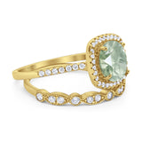 Two Piece Round Natural Stone Bridal Ring