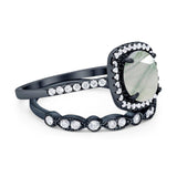 Two Piece Round Natural Stone Bridal Ring