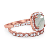 Two Piece Round Natural Stone Bridal Ring