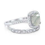 Two Piece Round Natural Stone Bridal Ring