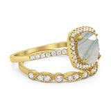 Two Piece Round Natural Stone Bridal Ring