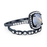 Two Piece Round Natural Stone Bridal Ring