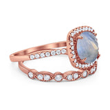 Two Piece Round Natural Stone Bridal Ring