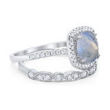 Two Piece Round Natural Stone Bridal Ring