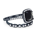 Two Piece Round Natural Stone Bridal Ring