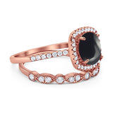 Two Piece Round Natural Stone Bridal Ring