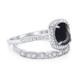 Two Piece Round Natural Stone Bridal Ring