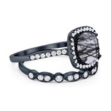 Two Piece Round Natural Stone Bridal Ring