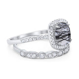 Two Piece Round Natural Stone Bridal Ring