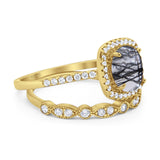Two Piece Round Natural Stone Bridal Ring