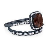 Two Piece Round Natural Stone Bridal Ring