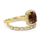 Two Piece Round Natural Stone Bridal Ring