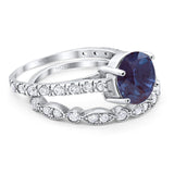 Two Piece Round Natural Stone Bridal Ring