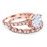 Two Piece Round Natural Stone Bridal Ring
