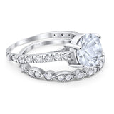 Two Piece Round Natural Stone Bridal Ring