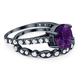 Two Piece Round Natural Stone Bridal Ring