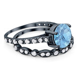Two Piece Round Natural Stone Bridal Ring