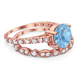 Two Piece Round Natural Stone Bridal Ring