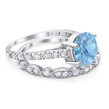 Two Piece Round Natural Stone Bridal Ring