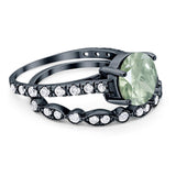 Two Piece Round Natural Stone Bridal Ring