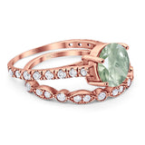 Two Piece Round Natural Stone Bridal Ring