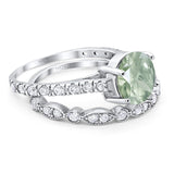 Two Piece Round Natural Stone Bridal Ring
