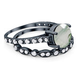 Two Piece Round Natural Stone Bridal Ring