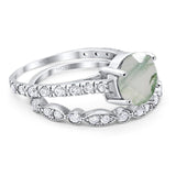 Two Piece Round Natural Stone Bridal Ring