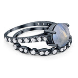 Two Piece Round Natural Stone Bridal Ring