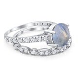 Two Piece Round Natural Stone Bridal Ring