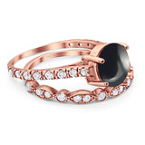 Two Piece Round Natural Stone Bridal Ring