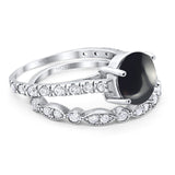 Two Piece Round Natural Stone Bridal Ring