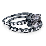 Two Piece Round Natural Stone Bridal Ring