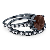 Two Piece Round Natural Stone Bridal Ring