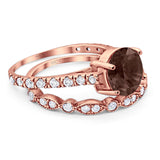 Two Piece Round Natural Stone Bridal Ring