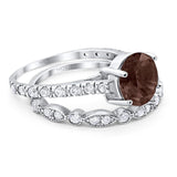 Two Piece Round Natural Stone Bridal Ring
