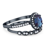 Two Piece Oval Natural Stone Bridal Ring