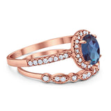 Two Piece Oval Natural Stone Bridal Ring