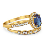 Two Piece Oval Natural Stone Bridal Ring