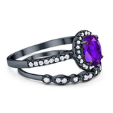 Two Piece Oval Natural Stone Bridal Ring