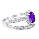 Two Piece Oval Natural Stone Bridal Ring