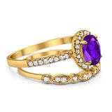 Two Piece Oval Natural Stone Bridal Ring