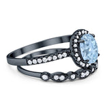 Two Piece Oval Natural Stone Bridal Ring