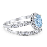 Two Piece Oval Natural Stone Bridal Ring