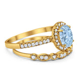 Two Piece Oval Natural Stone Bridal Ring