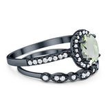 Two Piece Oval Natural Stone Bridal Ring