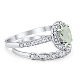 Two Piece Oval Natural Stone Bridal Ring